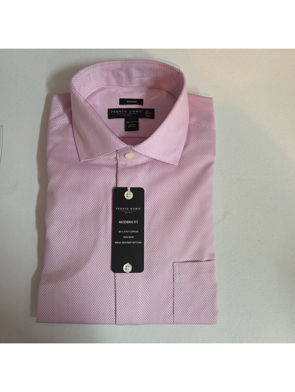 men's pink dress shirt by Pronto Uomo size 16.5 36/37
